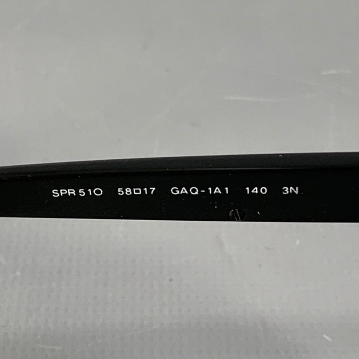 PRADA Black Silver Acetate Metal Semi Rimless Sunglasses