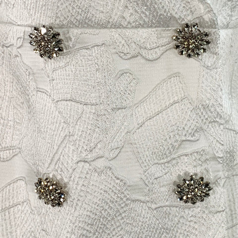 ROTATE Size M White Polyester Blend Jacquard Double Breasted Jacket