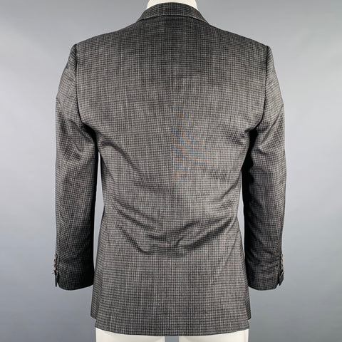 JOHN VARVATOS Size 38 Charcoal Black Checkered Wool Silk Sport Coat