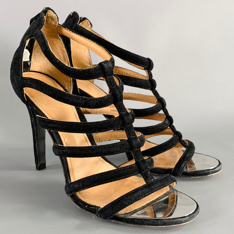 COACH Size 8 Lavania Black Suede Gladiator Sandals
