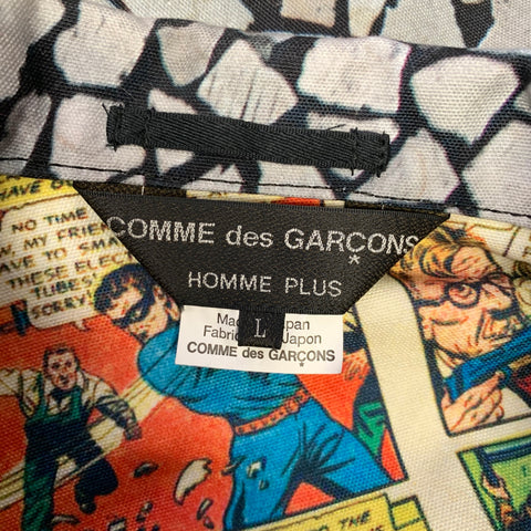 COMME des GARCONS HOMME PLUS Size L Grey Black Geometric Snaps Jacket