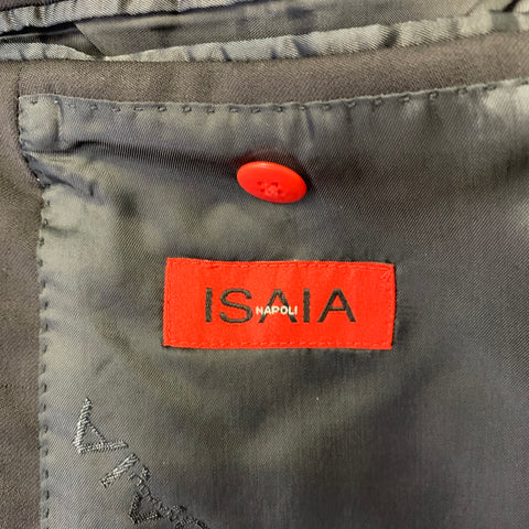 ISAIA Chest Size 42 Black Wool Notch Lapel Suit