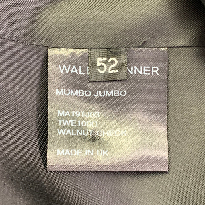 WALES BONNER AW19 Mumbo Jumbo Size 42 Walnut Check Brown Black Stripe Polyester Blend Sport Coat