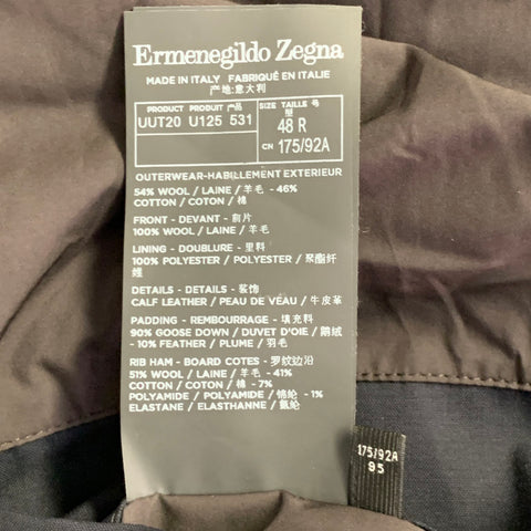 ERMENEGILDO ZEGNA Size 38 Navy Brown Quilted Wool Cotton Jacket