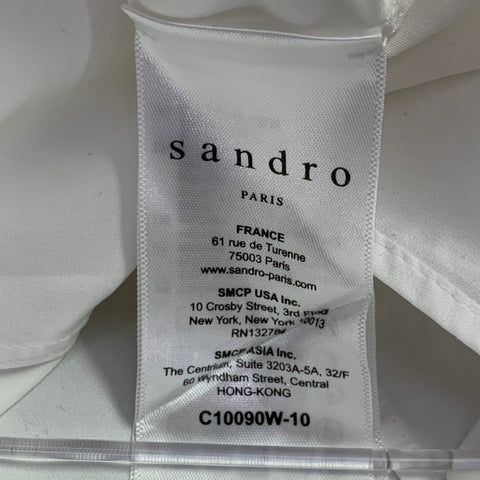 SANDRO Size M White Cotton Hidden Buttons Long Sleeve Shirt