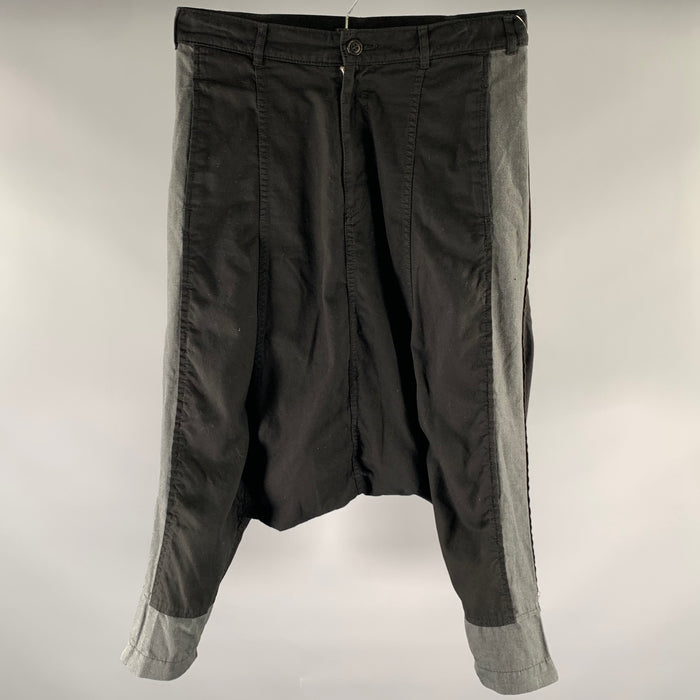 COMME des GARCONS Size S Black Grey Cotton Polyester Drop Crotch Pants