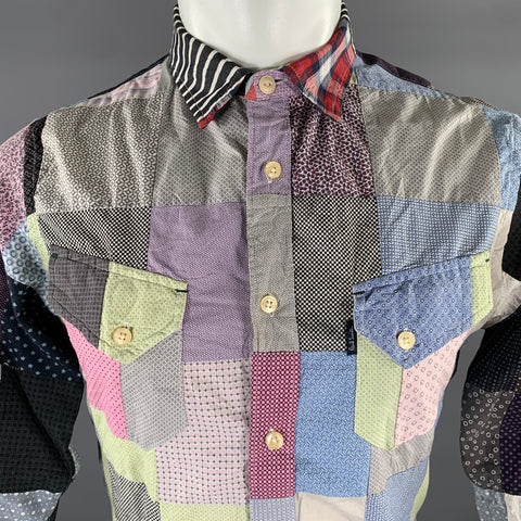 PAUL SMITH JEANS Size M Black Multi-Color Patchwork Cotton Long Sleeve Shirt
