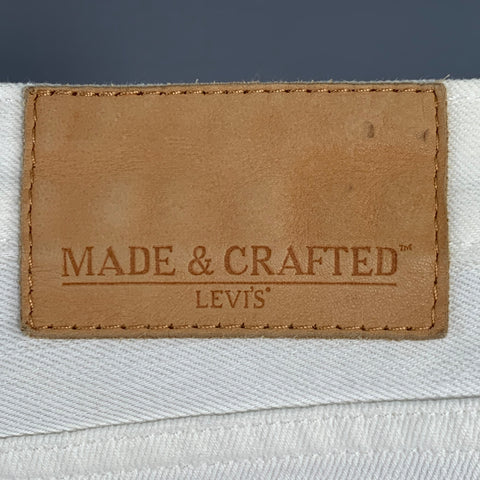 LEVI'S MADE & CRAFTED Size 32 White Twill Cotton Straight Slim Jeans