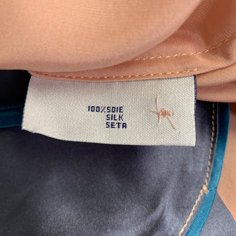 PIERRE-LOUIS MASCIA Size M Blue Blush Color Block Silk Long Sleeve Shirt