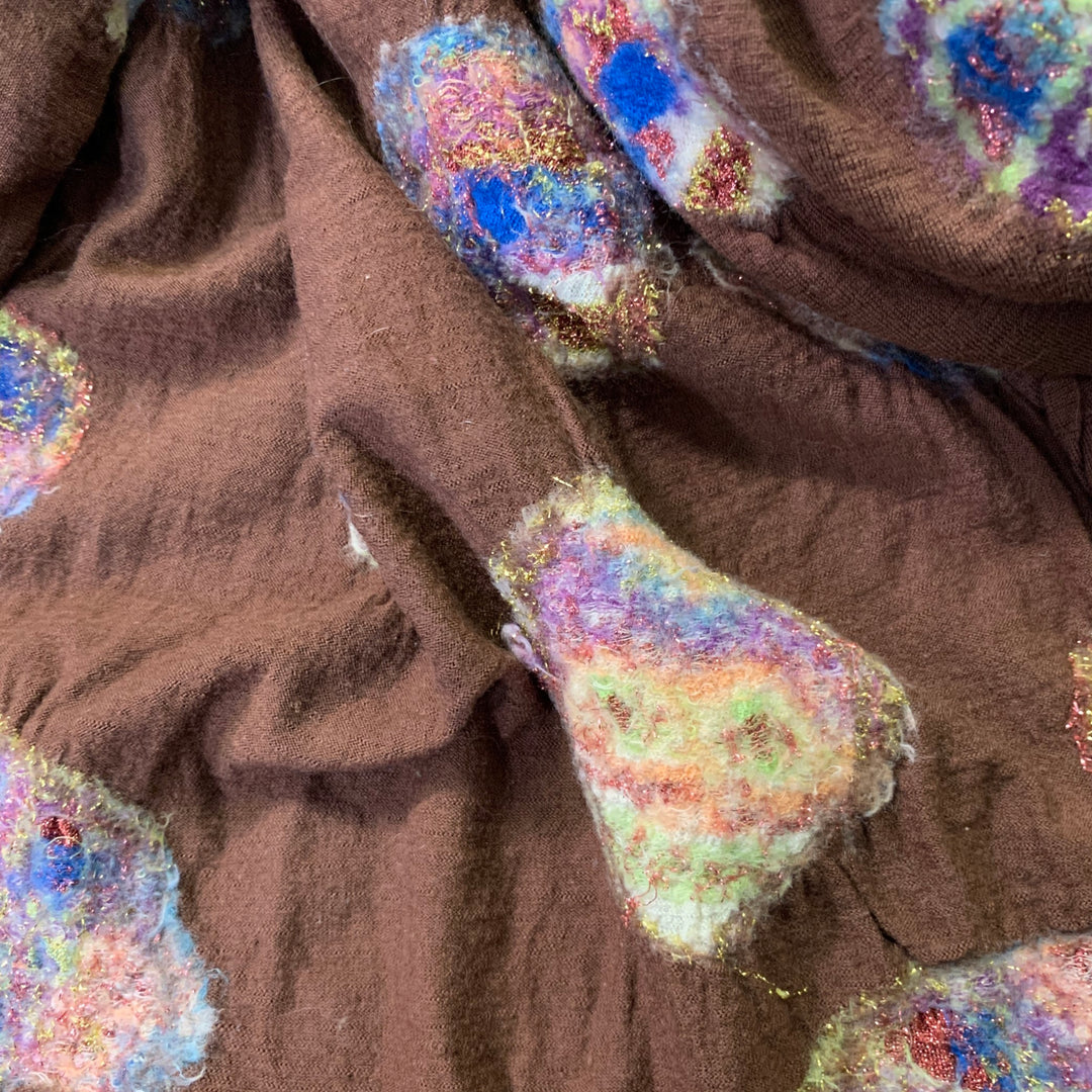 KAPITAL Brown Multi Color Sugar Skull Wool Scarf