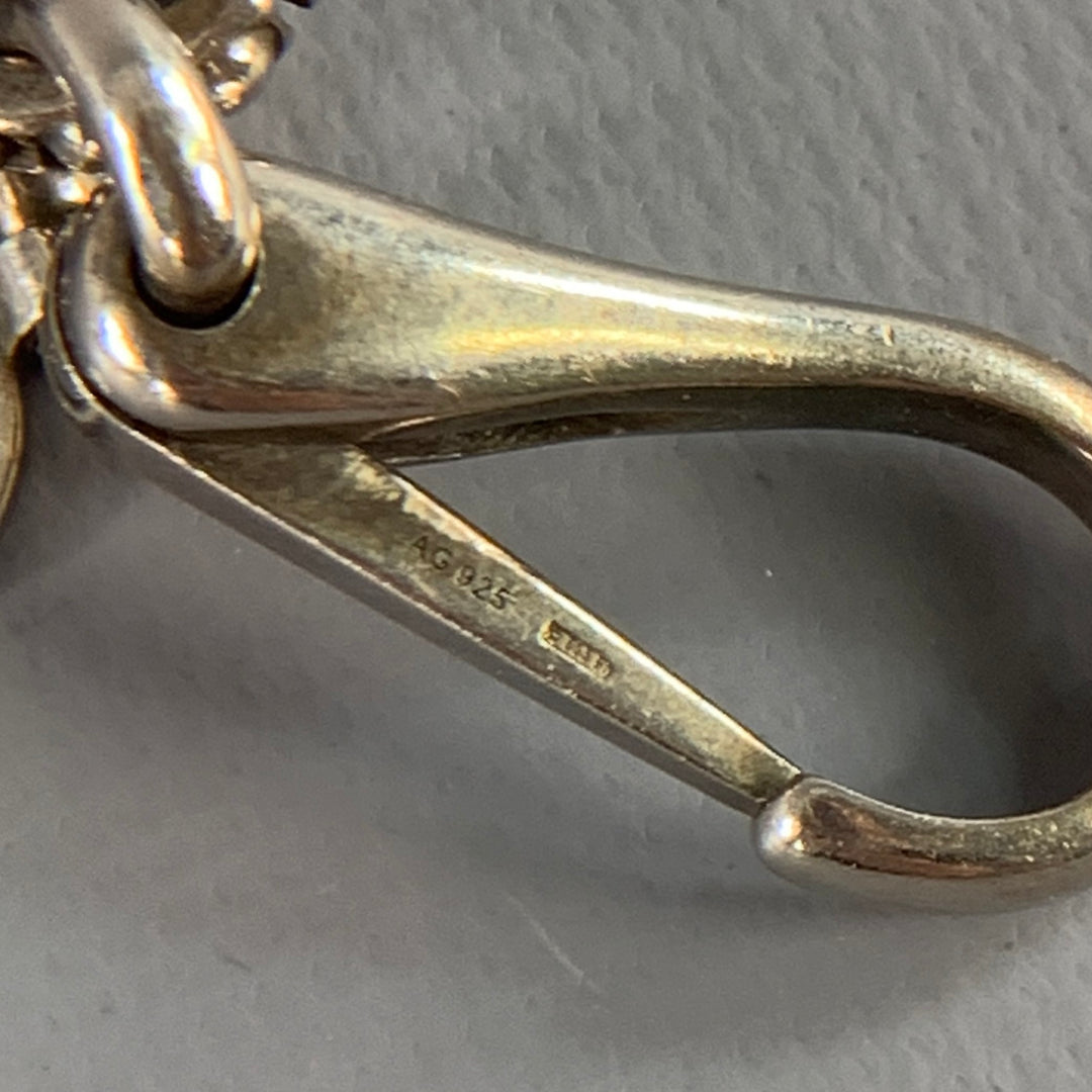 GUCCI Brown Silver Dots Leather Sterling Silver Clasp Bracelet