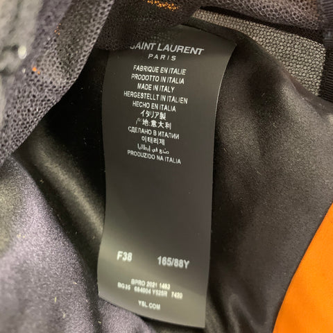 SAINT LAURENT 2021 Size 6 Orange Viscose Blend Corset Dress Top
