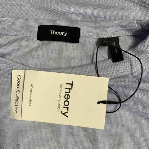 THEORY Size L Light Blue Knit Modal Blend Crew Neck T-shirt