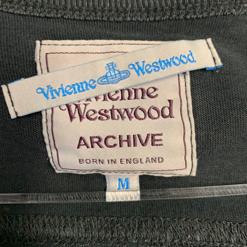 VIVIENNE WESTWOOD ARCHIVE Vintage Size M Black Red White Patches Cotton Asymmetrical Long Sleeve T-shirt