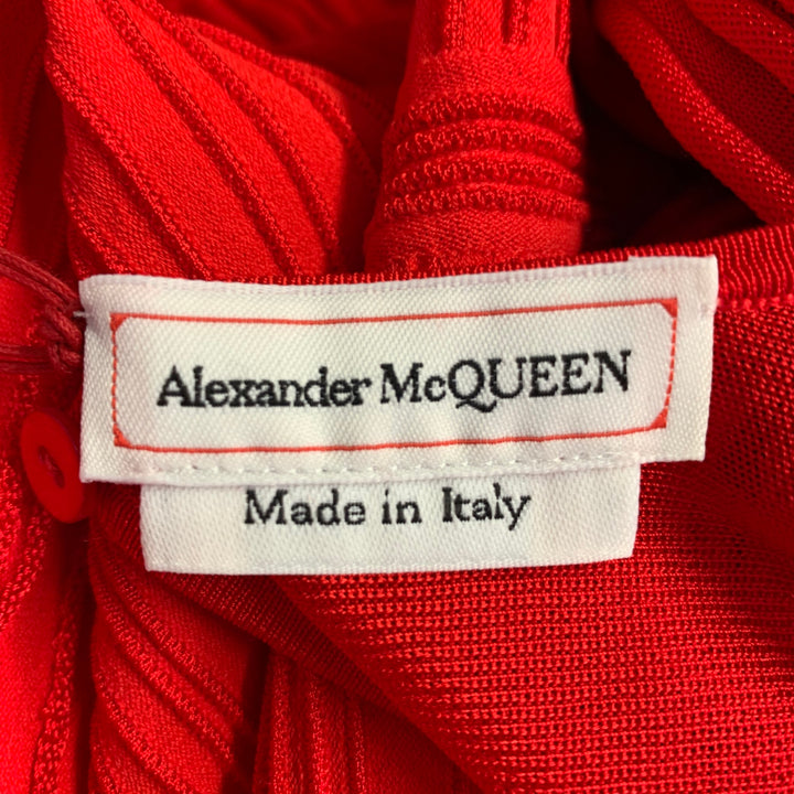 ALEXANDER MCQUEEN Size S Red Viscose Textured Long Sleeve Dress