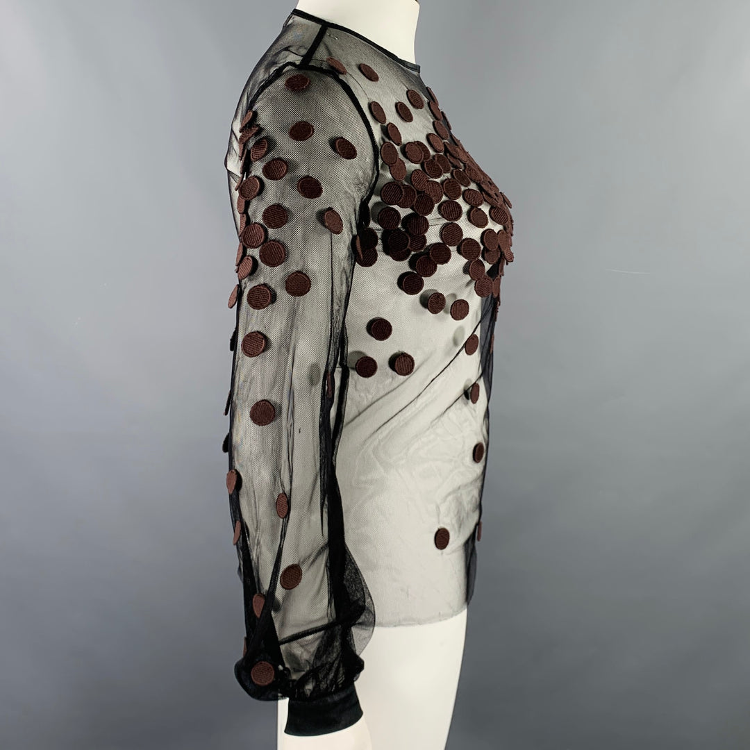 max mara mesh dress MAX MARA Size L Black Brown Polyamide Polka Dot Mesh Dress Top – Sui  Generis Designer Consignment