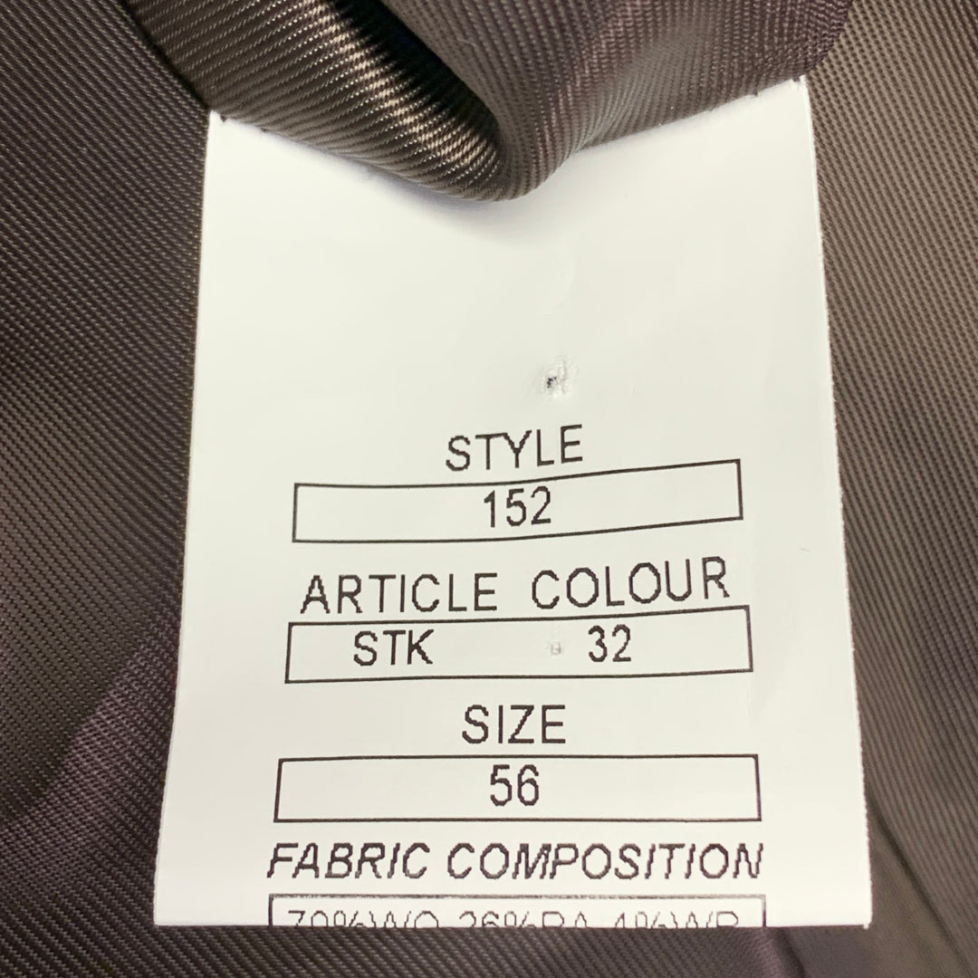 MAX STANCO Size 46 Grey Black Herringbone Wool Blend Double Breasted Peak Lapel Coat