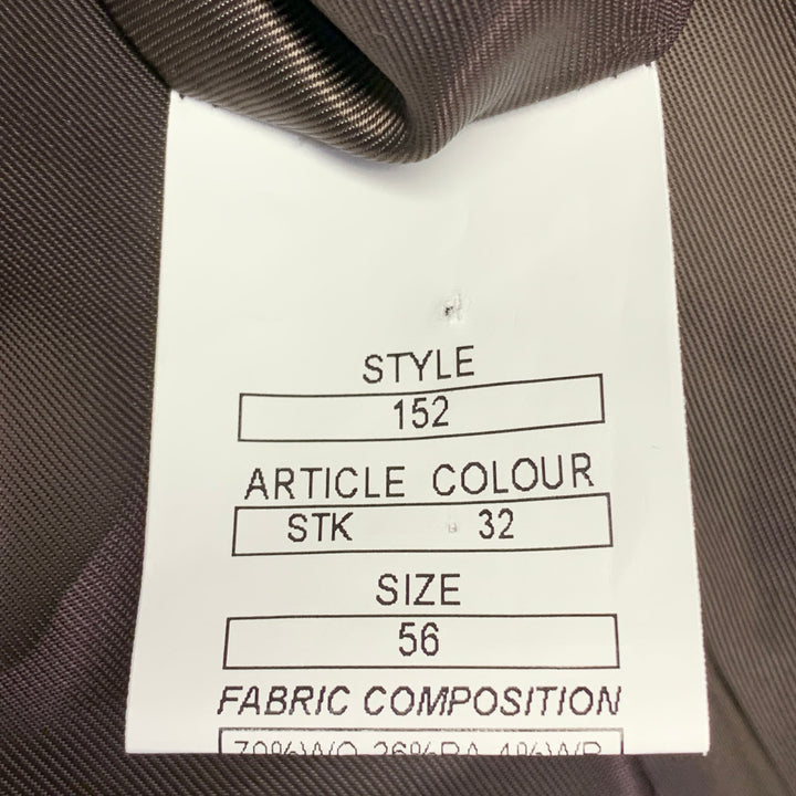 MAX STANCO Size 46 Grey Black Herringbone Wool Blend Double Breasted Peak Lapel Coat