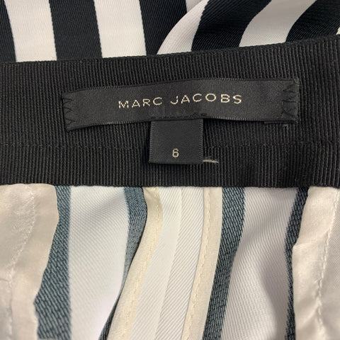 MARC JACOBS Size 6 Black White Polyester Stripe Pencil Skirt