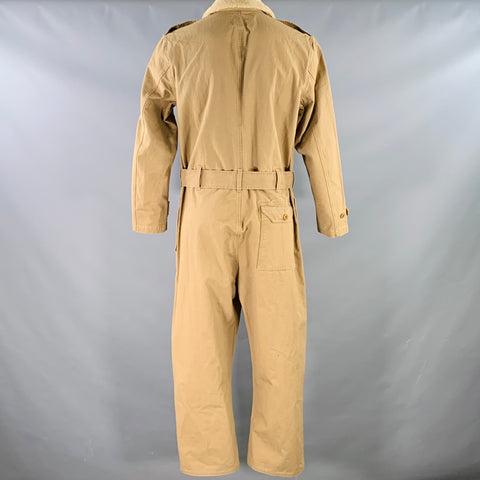 RRL by RALPH LAUREN Limited Edition Size L Garment Experimental Khaki Cotton Belted Military Jumpsuit