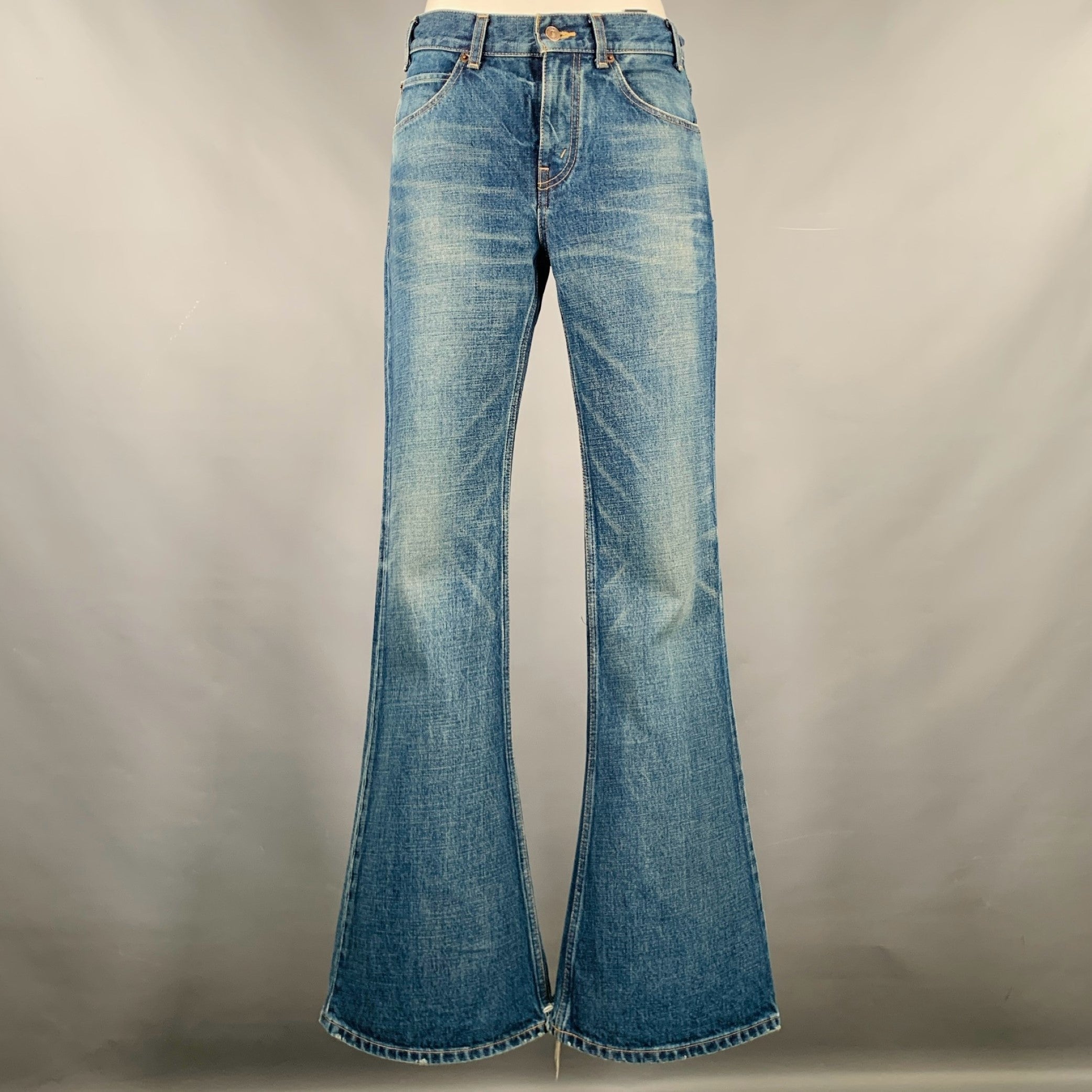 CELINE Size 26 Blue Cotton Distressed Boot Cut Jeans – Sui Generis