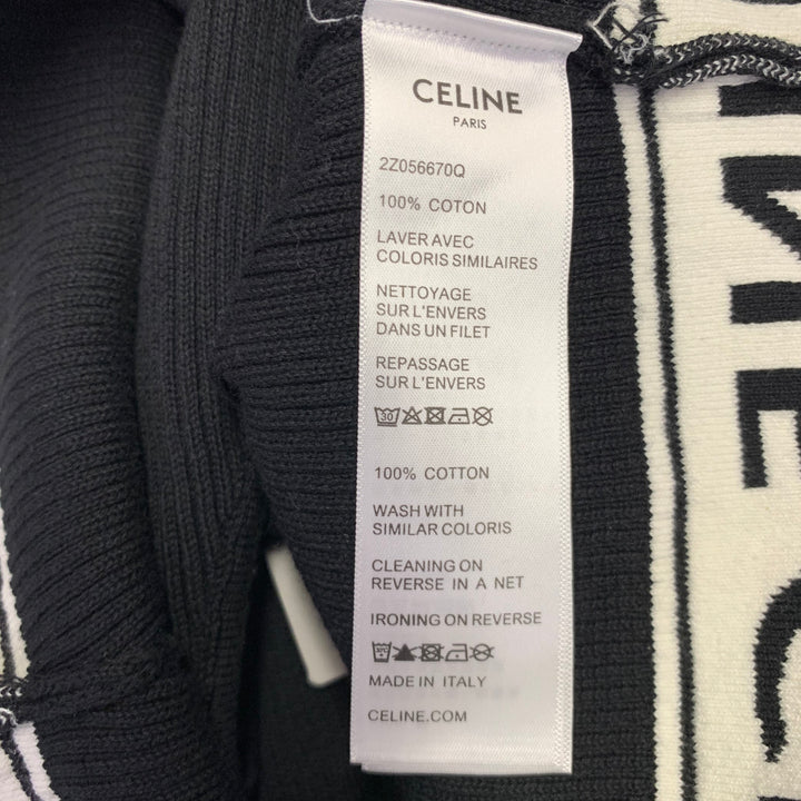 CELINE Size S Black White Cotton Logo Athletic Casual Crop Top