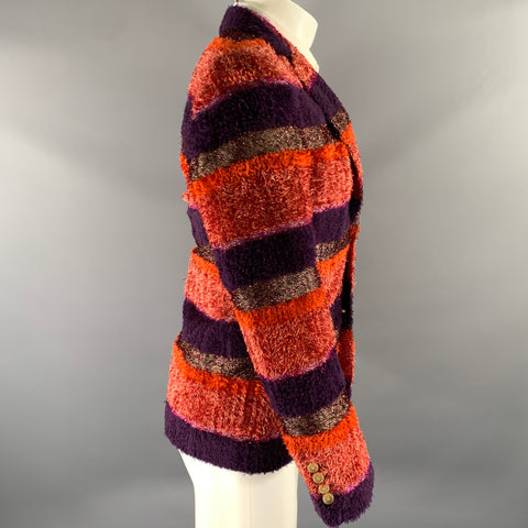 WALTER VAN BEIRENDONCK Size 36 Orange Purple Stripe Sport Coat