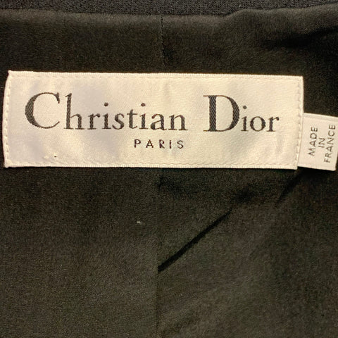 CHRISTIAN DIOR Size XL Black Wool Silk Peak Lapel Midi Skirt Suit