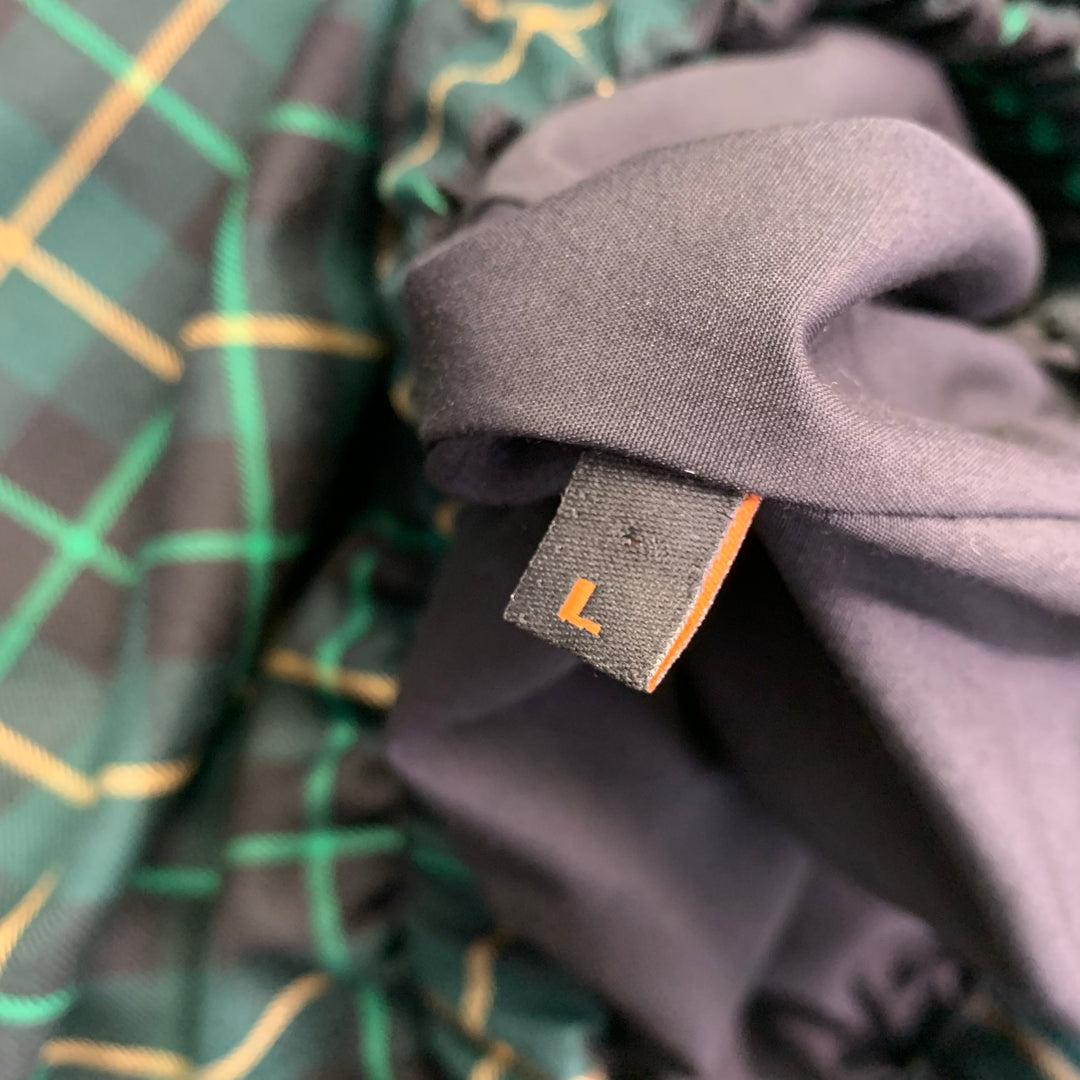 LIBERAL YOUTH MINISTRY Size L Grunge Hoodie Green Black Yellow Plaid Wool Oversized Sweatshirt