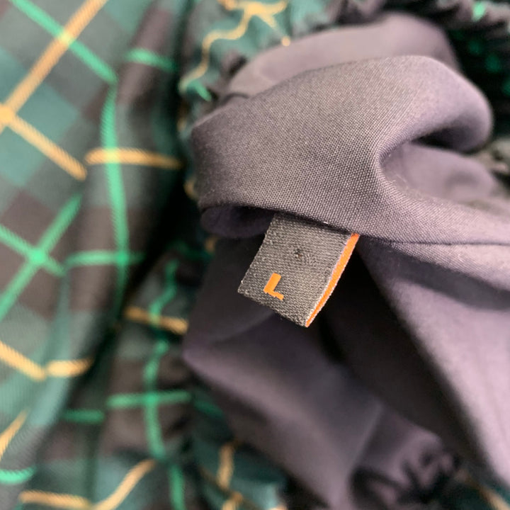 LIBERAL YOUTH MINISTRY Size L Grunge Hoodie Green Black Yellow Plaid Wool Oversized Sweatshirt