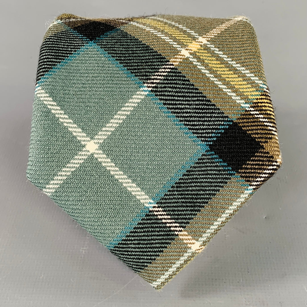 O'CONNELL'S Blue Yellow Plaid Wool Tie