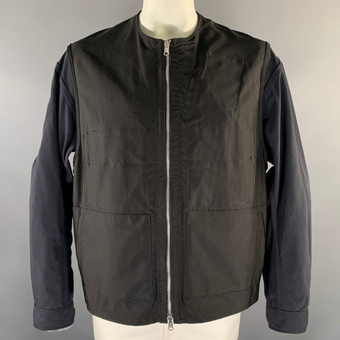 MEANSWHILE Size L Navy Black Polyester Cotton Nylon Reversible Jacket