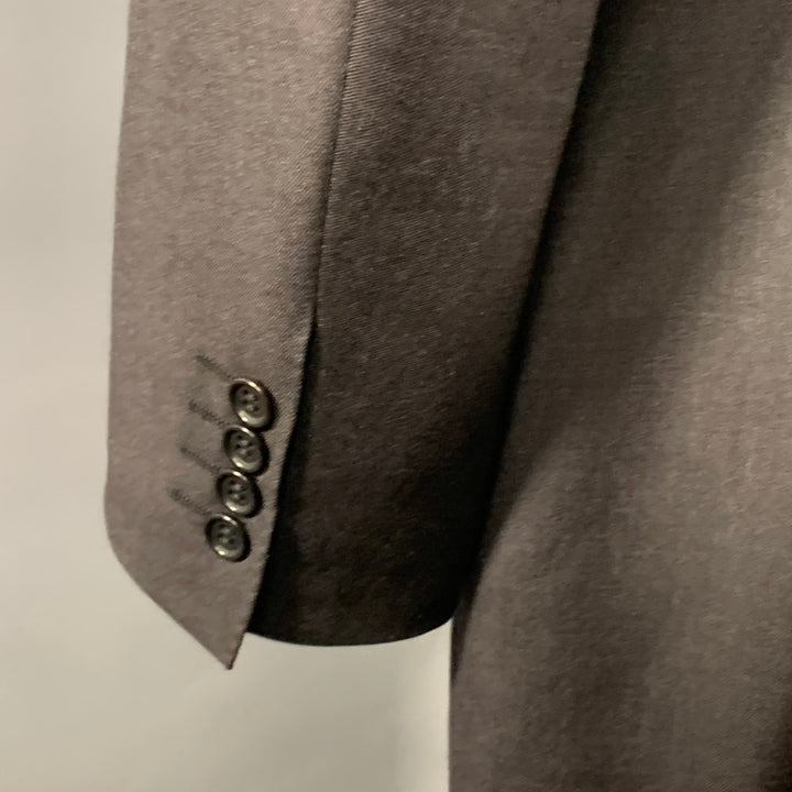 CANALI Size 48 Regular Black Virgin Wool Notch Lapel Sport Coat