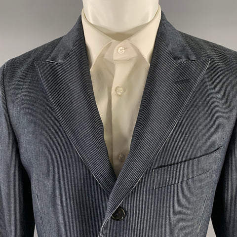 RRL by RALPH LAUREN Chest Size 42 Navy White Stripe Cotton Peak Lapel Sport Coat