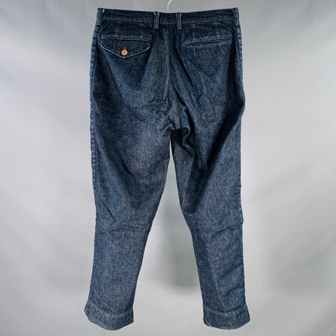 KOLOR Size M Indigo Twill Cotton Tapered Pleated Jeans