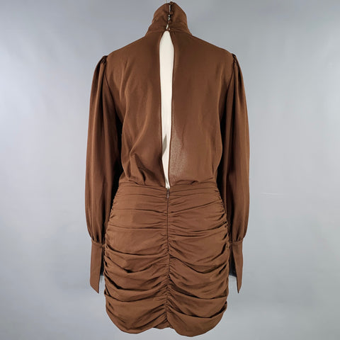 RONNY KOBO Size M Brown Crepe Turtleneck Dress