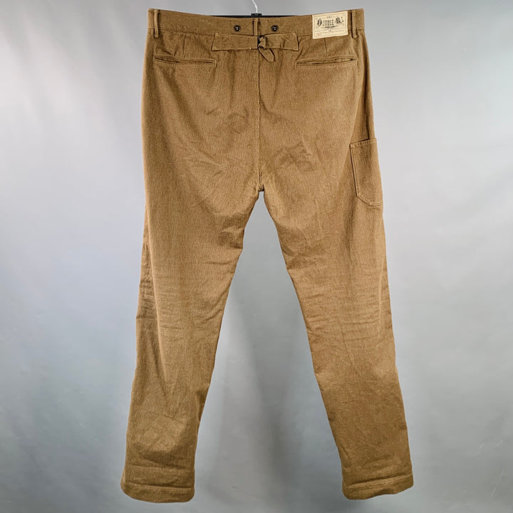 RRL by RALPH LAUREN Size 38 Brown Beige Stripe Cotton Button Fly Casual Pants
