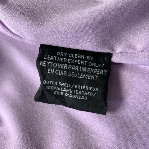LAMARQUE Size XS Lavender Leather Metallic Biker Jacket