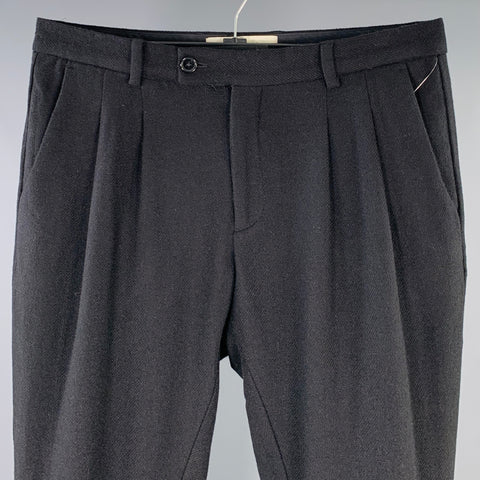 UNIFORMS FOR THE DEDICATED Size 32 Black Twill Wool Blend Pleated Casual Pants