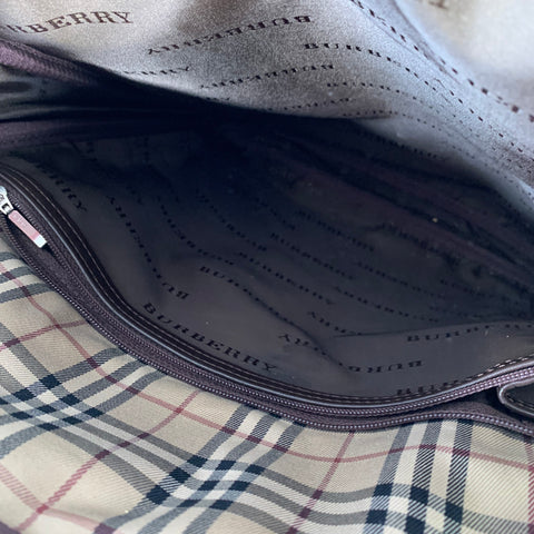 BURBERRY Brown Olive Nylon Leather Crossbody Bag