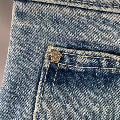 VERSACE JEANS COUTURE Size 34 Blue Cotton Twill Tapered Zip Fly Jeans