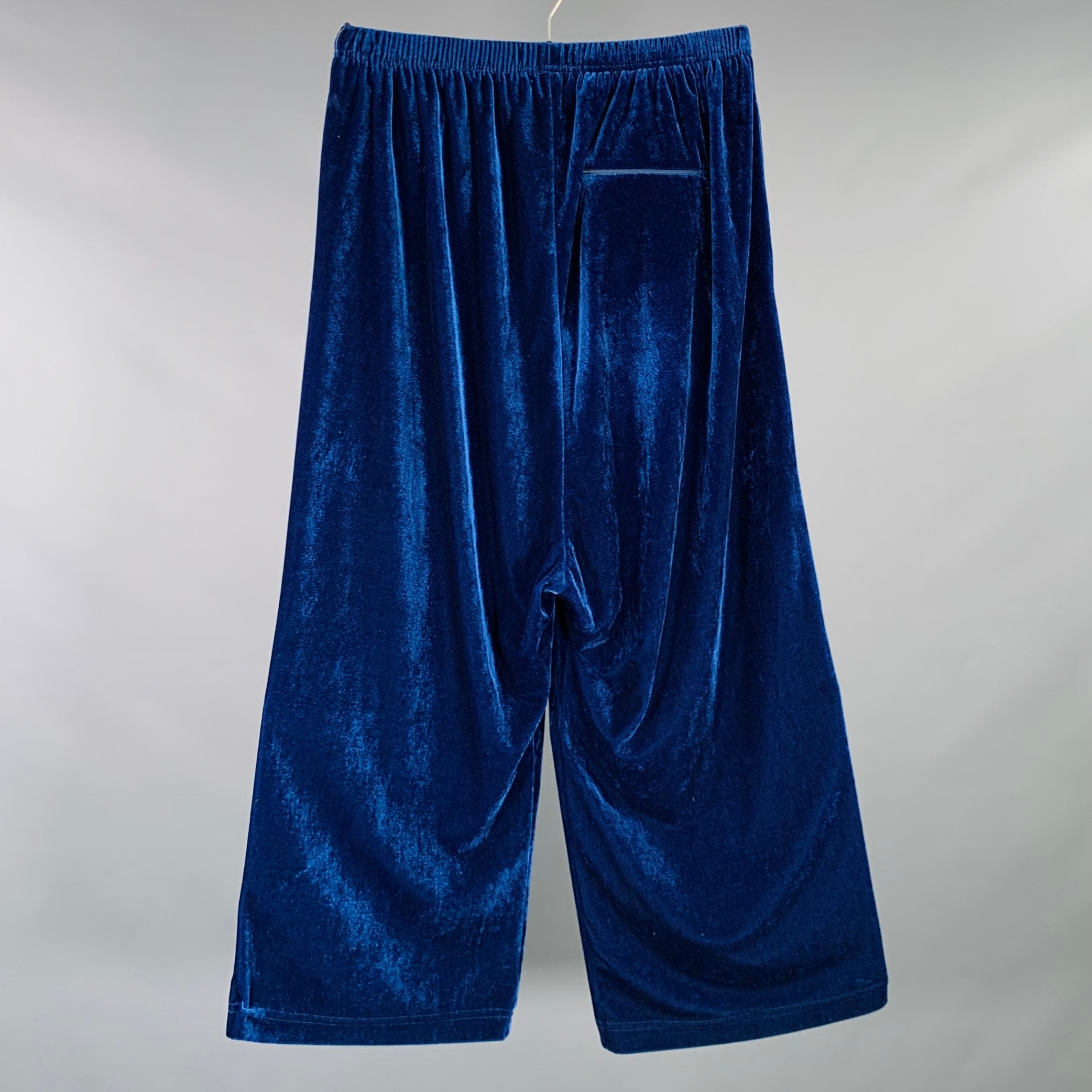BALENCIAGA Size S Blue Velvet Polyester Blend Drop Crotch Casual
