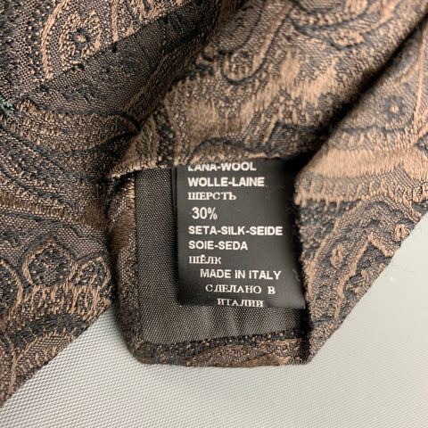 HUGO BOSS Brown Paisley Wool Silk Jacquard Tie