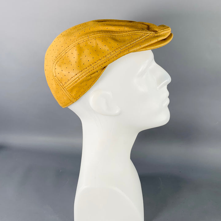 GOORIN BROTHERS by CASSEL GORRIN Yellow Perforated Leather Flat Cap Hat