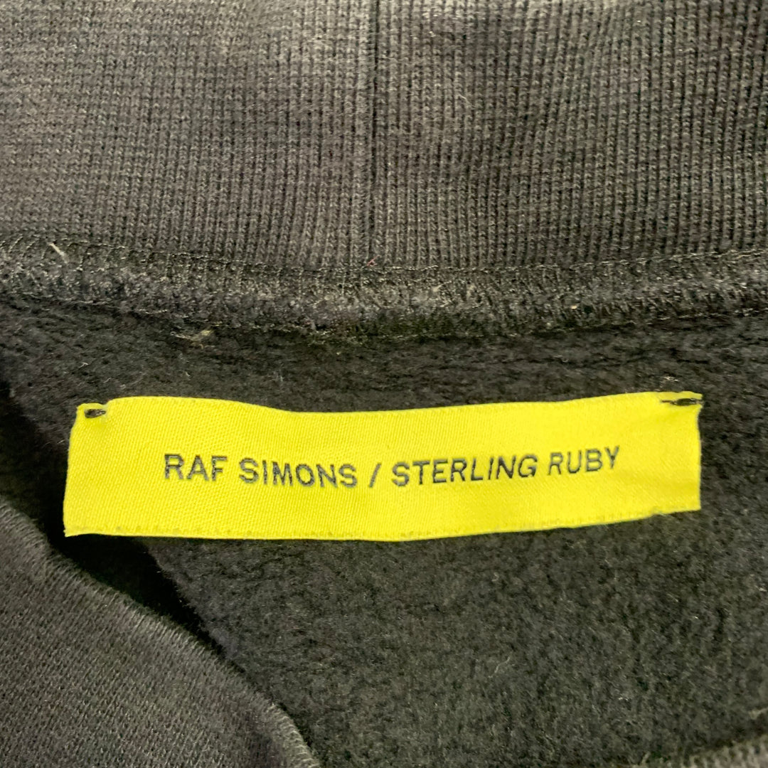 RAF SIMONS Size XXL Black Patches Cotton Crew Neck Sweatshirt