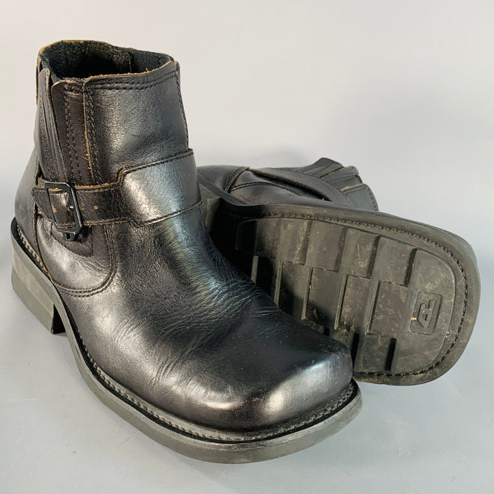 DIESEL Size 10.5 Brando Brown Leather Buckle Square Toe Boots