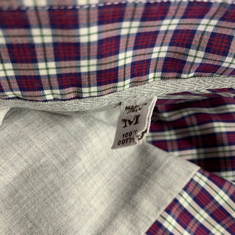 BRUNELLO CUCINELLI Size M Red White Plaid Cotton Long Sleeve Shirt
