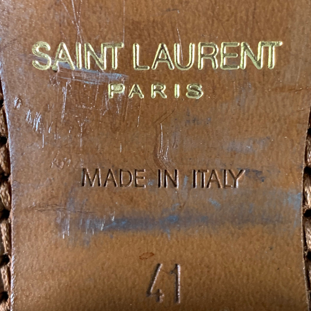 SAINT LAURENT Size 8 Hedi Strap Tan Suede Harness Boots