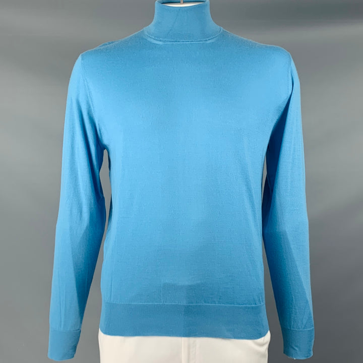BAMFORD & SONS Size XL Blue Knit Cashmere Turtleneck Pullover