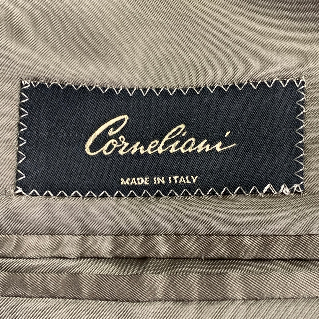 CORNELIANI Size 46 Regular Black White Grid Silk Virgin Wool Notch Lapel Sport Coat